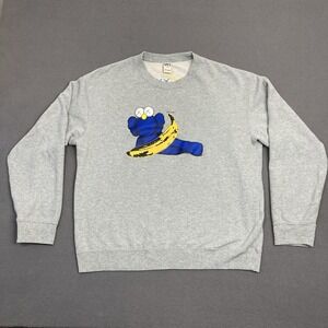 KAWS Andy‎ Warhol Uniqlo Sweater Men's Large Gray Banana UT Pullover Sweatshirt